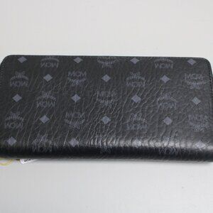 MCM Visetos Large Zip Around Wallet - Black